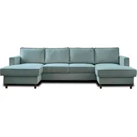 Best Mobilier Jake, Ecksofa, Blau, 7 Sitz(e), Jake, Samt, Holz - Blau