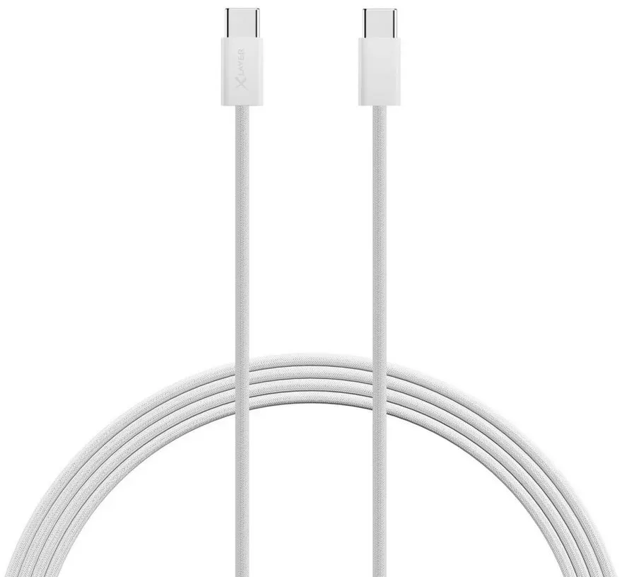 XLAYER Feingewebtes Apple Kabel USB-C auf USB-C 2 Meter Smartphone-Kabel, USB-C, USB-C (200.00 cm) schwarz|weiß
