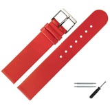 MARBURGER Uhrenarmband 16mm Leder rot|silberfarben