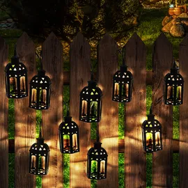 Nowa Lichterkette Solarleuchten Aussen LED Solarlampe Gartenlampe Dekoration in Laternenform, Kunststoff schwarz, 30x LED warmweiß, L 200 cm