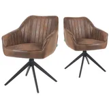 dubi möbel Polsterstuhl Mika-Kian Wildleder-Optik Braun 2er Set