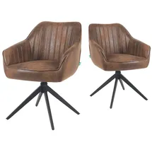 dubi möbel Polsterstuhl Mika-Kian Wildleder-Optik Braun 2er Set