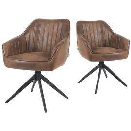 dubi möbel Polsterstuhl Mika-Kian Wildleder-Optik Braun 2er Set