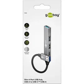 goobay Slim 4-Port USB-Hub, USB-A auf USB-CTM/USB-A, 5 Gbit/s