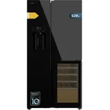 Cecotec Amerikanischer Kühlschrank 3 Türen - Weinkeller - Eisspender - 529 l - Bolero CoolMarket TDW 529 WID Black Glass E. 183x91,1x70,6 cm, Inverter Plus Kompressor, No Frost, Glastüren.