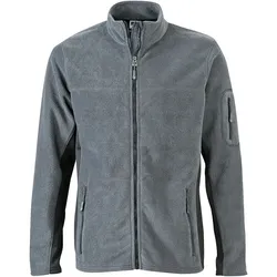 Herren Workwear Fleece Jacke in Grau/Schwarz, Gr. XS