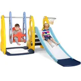 Kinderrutsche Schaukel, Rutsche für Kinder, rutsche outdoor, 3 in 1 Kinder Spielplatz, Schaukel mit Rutsche und Basketballkorb, Multifunktionales Kinder-Schaukel-Set, Kletterleiter, Indoor und Outdoor