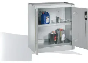 C+P Umwelt-Beistellschrank mit Drehtüren, 2 Wannenböden, H1020xB930xT500mm Front Lichtgrau Korpus Lichtgrau
