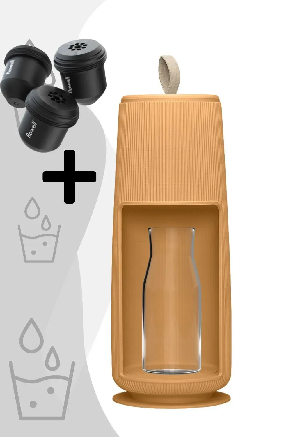 flowell Wasserfilter inkl. 3 Kartuschen/ Kannenfiltersystem, Farbe: Forest Green