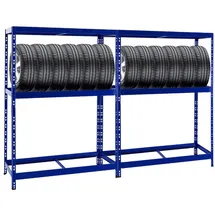 Proregal Reifenregal, Blau Metall, Rechteckig, 260x180x50 cm, Freizeit, Heimwerken, Werkstatt, Schwerlastregale