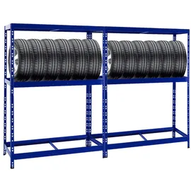 Proregal Reifenregal, Blau Metall, Rechteckig, 260x180x50 cm, Freizeit, Heimwerken, Werkstatt, Schwerlastregale