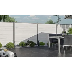 WPC Zaunset Schwerin 179 x 176 cm - Sichtschutzzaun aus WPC, Schilf – moderner Gartenzaun für Terrasse & Garten - Zaun für Grundstück