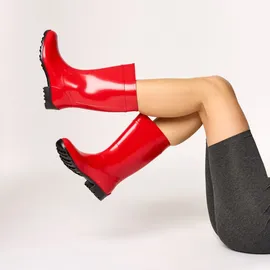 Ladeheid Damen Gummistiefel 100% Wasserdticht Regenstiefel Damen LA-967 (Rot/Schwarz, 37 Eu) - 37