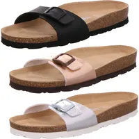 Rohde Damen, Frauen, Klassische Sandalen, Sandalen,Pantoletten,Sommerschuhe,Hausschuhe,Kork-fußbett,SCHWARZ,38 EU / 5 UK