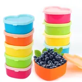 TAIXING 10er-Set Kleine Dosen mit Deckel Plastik Herzform, Kleine Dosen 5 Farben, Mini Gefrierdosen, Frischhaltedosen mit Deckel Klein für zur Aufbewahrung von Snack Obst