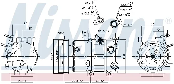 NISSENS Kompressor, Klimaanlage 891187 für KIA