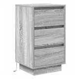 vidaXL Nachttisch mit LED-Leuchten Grau Sonoma 38x34x65 cm