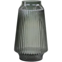 Chic Antique Glasvase mit Rillen, H32/D18 cm, kohle