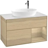 Villeroy & Boch Finion Waschtischunterschrank G901PCPC 100cm, Abdeckplatte white matt, Emotion, Regale Oak Veneer, Oak Veneer