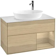 Villeroy & Boch Finion Waschtischunterschrank G901PCPC 100cm, Abdeckplatte white matt, Emotion, Regale Oak Veneer, Oak Veneer