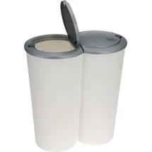 Spetebo Abfalleimer 2x25 Liter Duo Bin - Farbe: grau oder weiß - Müllsammler Mülleimer