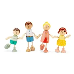 Woet Puppen für Puppenhaus Familie 4 Stück, Holz