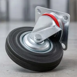 Wiltec Lenkrolle Ø100mm bis 70kg Tragkraft mit Gummirad ungebremst, leiser Lauf, Transportrolle Möbelrolle Laufrolle Möbel-Lenkrolle