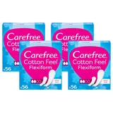 Carefree Slipeinlagen Cotton Feel Flexiform mit Frischeduft, 100% atmungsaktiv mit langanhaltendem Frischegefühl, Größe Normal, 56 Stück (Packung mit 4)