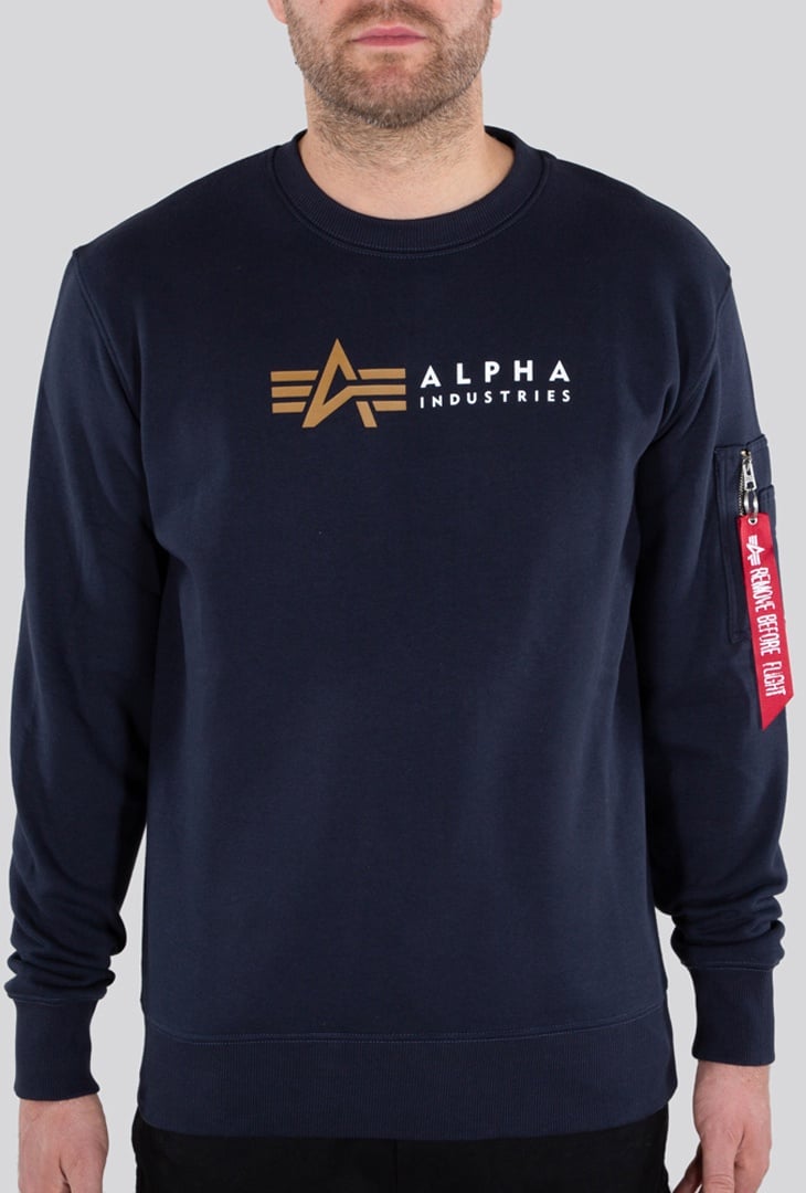 Alpha Industries Label Pullover, blau, Größe S für Männer