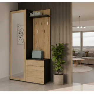 Garderoben-Set DUO mit Spiegel & Schrank – 3-teilig – Artisan Anthrazit