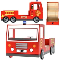 CASARIA Kinderbett Feuerwehrbett 90 x 200 cm MDF lackiert rot