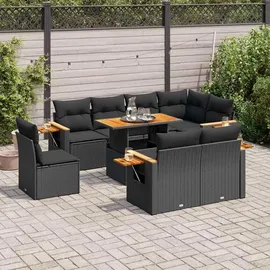 vidaXL Gartenlounge-Set 9-tlg. Loungeset schwarz