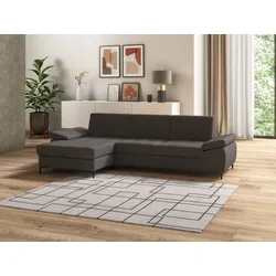 Ecksofa DOMO COLLECTION "Capelo L-Form", schwarz (pepper), B:297cm H:84cm T:160cm, 100% Polyester, Sofas, mit Armteilverstellung, wahlweise mit Bettfunktion, Federkern