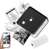 Phomemo M02 Pro Etikettendrucker, 304 DPI Mini Drucker für Smartphone Thermodrucker Kompatibel mit 15,25,53mm Papier, für iOS und Android, ideal für Studium, Scrapbooking, Bilder, Geschenke-Schwarz