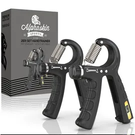 Alphaskin Premium Handtrainer m. Zählfunktion I Verbessertes Konzept 2023 I 2er Set | Fingertrainer Griffkraft Trainer | Unterarmtrainer Fingerhantel Trainingsgerät Grip Fitness Krafttraining