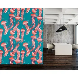 Queence Vinyltapete Aylin 90x300 cm 0,9 m2 Blau/Bunt