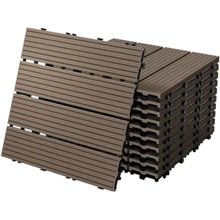 ECD Germany WPC Terrassenfliesen Dunkelbraun 30 x 30 cm 22 St.