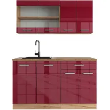 Vicco Küchenzeile R-Line 140 cm Rot Hochglanz