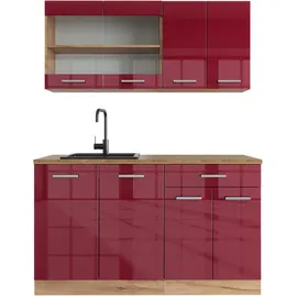 Vicco Küchenzeile R-Line 140 cm Rot Hochglanz