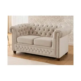 S-Style Chesterfield Polstergarnitur 2+1 Cleo Blink ¦ beige ¦ Maße (cm): B: 148 H: 72