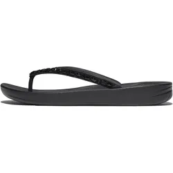 Zehentrenner FITFLOP "iQUSHION MULTI-CRYSTAL", Damen, Gr. 38, schwarz, Synthetik, modisch, Schuhe, Sandale, Flats, Pool Slides mit Schmucksteinen verziert