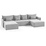 silape Sofnet Wohnlandschaft Grau, Textil, 7-Sitzer, U-Form,Rechteckig, 365x80x180 cm, Wohnzimmer, Sofas & Couches, Wohnlandschaften, Wohnlandschaften in U-Form