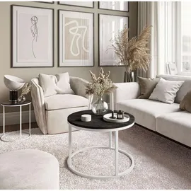 Lukmebel Lookway Couchtisch, Weiß, Holzwerkstoff, Rund, 60x42x60 cm, Wohnzimmer, Wohnzimmertische, Couchtische