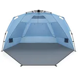 COSTWAY Strandmuschel, Personen: 4, Pop Up Strandzelt mit Tasche, UV-Schutz blau|grau