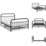 Bettgestell Schwarz Metall 140×200 Cm - Metallbett - Doppelbett - Boxspringbett - Bettgestell Schwarz - Schlafraum Dekoration