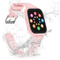 Kinder Smartwatch mit GPS mit SIM WiFi Videoanruf SOS Schulmodus Kamera IP68 Wasserdichte Spiele Voice Chat Handy Wecker, Kinderuhr Geschenke - Rosa