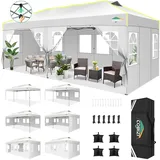 COBIZI Faltpavillon 3x6 Pop up pavillon wasserdicht stabil Winterfest faltbar partyzelt mit 6 Seitenwänden UV-Schutz Gartenpavillon mit Reflexstreifen & Lüftungsöffnung für Hochzeiten, Weiß