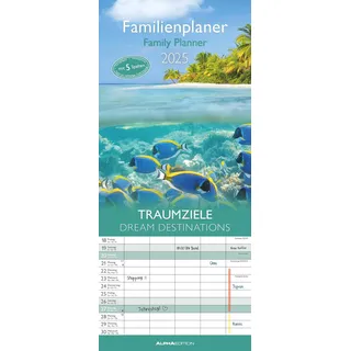 ALPHA EDITION GmbH & Co. KG Traumziele 2025 Familienplaner - Familienkalender - Wandkalender - 19,5x45