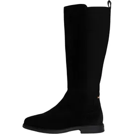 Tommy Hilfiger Damen Stiefel Flag Long aus Wildleder, Schwarz (Black), 36