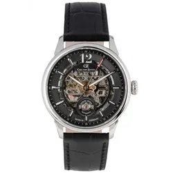 Carl von Zeyten -Schramberg Herrenuhr Schwarz Silber Skelettuhrwerk 43mm- CVZ0080BKS